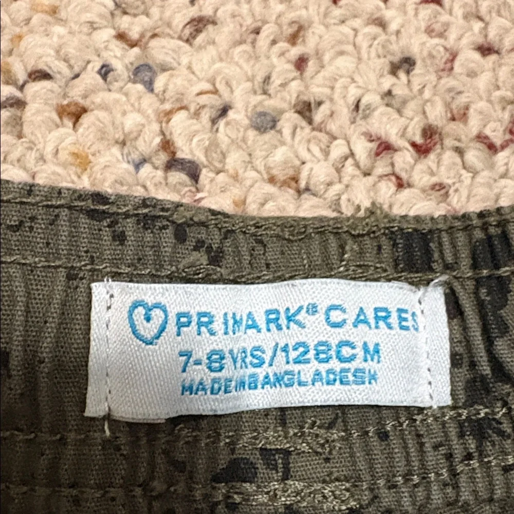 Primark Olive Green Kids Shorts with Black Splatter